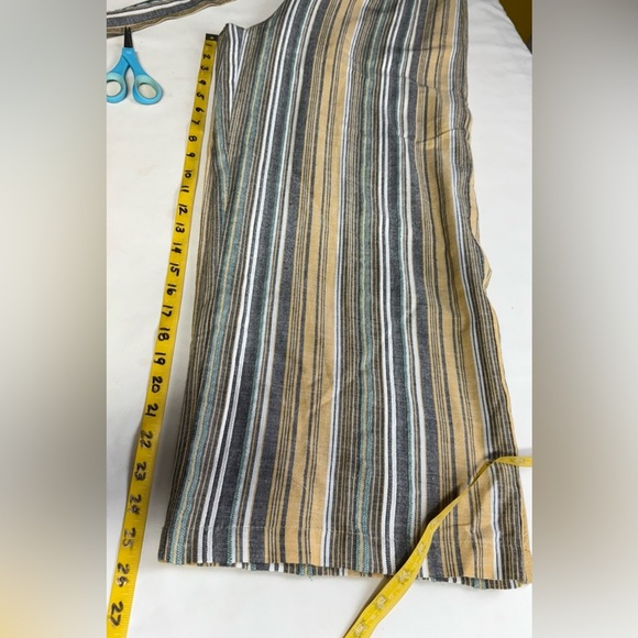 MYSTREE Yellow and Gray stripe wide leg crop Jumpsuit size L - Picture 14 of 14